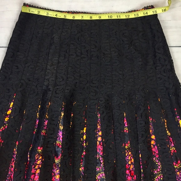 Free People Black Lace & Silk Floral Skirt - Picture 6 of 8